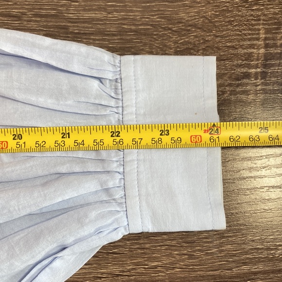 ALC BRIELLE Blue Poplin One Sleeve Ruffle Top Size 2 - Picture 12 of 13